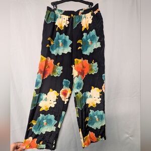 Vintage Floral Print Pants with Vibrant Colors
